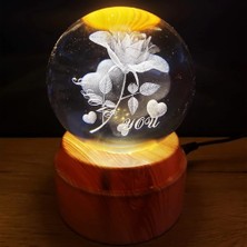 USB&039LI I Love You Dönen Cam Küre ( Lisinya )