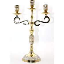 Pirinç Sedefli 3'lü Şamdan 18912 ( Lisinya )