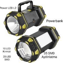 F-262 Yeni Güçlü Çift Taraflı Taşınabilir Spot ve Işıldak USB Powerbank Şarjlı Fener ( Lisinya )