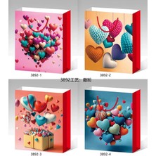 Büyük Boy Kalp Desenli Karton Çanta ( Lisinya )