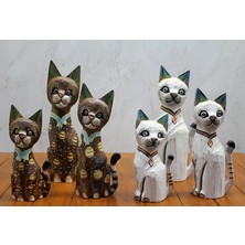 Ahşap 3'lü Kedi Seti 30 cm Okas:2 ( Lisinya )