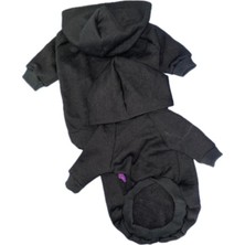 Siyah Kapüşonlu Kışlık Köpek Üst Giyim, Rahat ve Şık Tasarım