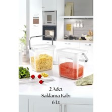 2 Li Multibox Erzak Saklama Kabı & Saklama Kutusu 6 Lt Şeffaf