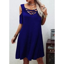 Arben Boutique Dekolteli Bağcık Detay Viskon Kumaş Elbise