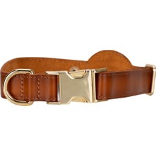 Kahverengi Deri Köpek Tasması, Airtag Bölmeli, Isim Yazılabilir, Şık ve Dayanıklı