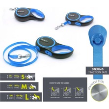 Mavi Otomatik Köpek Tasması, 5 Metre, Dayanıklı ve Rahatı Sağlayan Tasma.