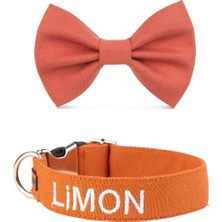 Turuncu Kişiye Özel Köpek Boyun Tasması ve Papyonu, Şık ve Rahat Kullanım Sağlar.