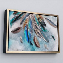 Çerçeveli Kuş Tüyü Dekoratif Kanvas Duvar Tablosu -3423