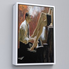 Çerçeveli Piyano Çalan Adam ve Kadın Duvar TABLOSU-6191