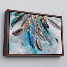 Çerçeveli Kuş Tüyü Dekoratif Kanvas Duvar Tablosu -3423