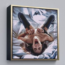 Çerçeveli Çığlık Atan Çıplak Güzel Kadın Kanvas TABLO-5333