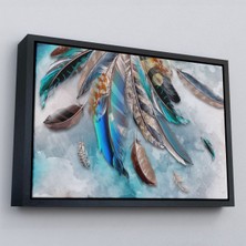 Çerçeveli Kuş Tüyü Dekoratif Kanvas Duvar Tablosu -3423