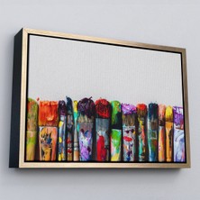 Çerçeveli Sanatsal Tuval Üzerinde Renkli Yağlı Boya Sanatçı Fırçaları TABLO-1199