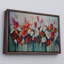 Çerçeveli Kır Çiçekleri Yağlıboya Görünüm Dekoratif Kanvas Duvar TABLOSU-3581