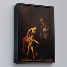 Çerçeveli Caravaggio - Madonna ve Çocuk, Aziz Anne Ile TABLO-7359