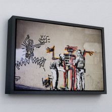 Çerçeveli Bansky Grafitiyi Arayan Polisler Kanvas TABLO-5018