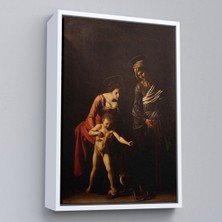 Çerçeveli Caravaggio - Madonna ve Çocuk, Aziz Anne Ile TABLO-7359