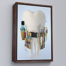 Çerçeveli Diş Kliniği, Ağız Bakım Ofisi Dekorasyonu, Diş Hekimi Kanvas TABLO-5300
