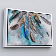 Çerçeveli Kuş Tüyü Dekoratif Kanvas Duvar Tablosu -3423