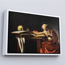 Çerçeveli Caravaggio - Saint Jerome Yazma TABLO-7124