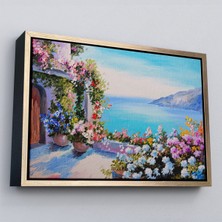 Çerçeveli Deniz Manzaralı Güzel Ev Dekoratif Kanvas Duvar TABLOSU-3439