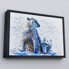 Çerçeveli Kutup Ayısı ve Yavrusu Dekoratif Kanvas TABLO-1139