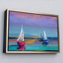 Çerçeveli Denizdeki Yelkenliler Yağlıboya Görünüm Dekoratif Kanvas Duvar TABLOSU-3616