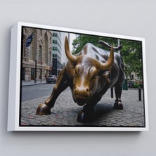 Çerçeveli New York Boğa Heykeli Kanvas Tablo / Charging BULL-5160