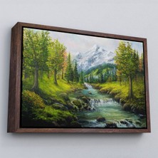 Çerçeveli Karlı Dağlar ve Ilk Bahar Manzarası Duvar TABLOSU-3527