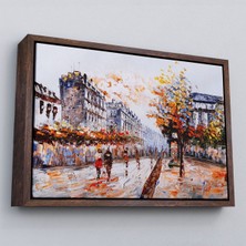 Çerçeveli Paris Sokakları Yağlıboya Görünüm Dekoratif Kanvas Duvar TABLOSU-3483