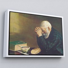 Çerçeveli Eric Enstrom Grace Adam Ekmek Üzerinde Dua Ediyor Kanvas TABLO-5393