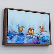 Çerçeveli Bahar ve Kuşlar Manzaralı Dekoratif Duvar TABLOSU-3529