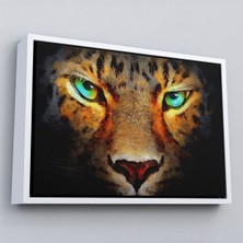 Çerçeveli Gerçekçi Çita Gözleri Yağlıboya Görünüm Kanvas Duvar TABLOSU-3689
