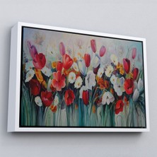 Çerçeveli Kır Çiçekleri Yağlıboya Görünüm Dekoratif Kanvas Duvar TABLOSU-3581