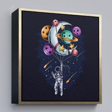Çerçeveli Ay ve Gezegenler Ile Uçan Astronot TABLO-5097