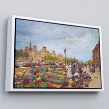 Çerçeveli Pariste Ortaçağ Çiçek Pazarı TABLOSU-6624