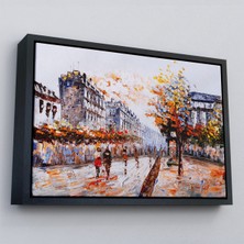 Çerçeveli Paris Sokakları Yağlıboya Görünüm Dekoratif Kanvas Duvar TABLOSU-3483