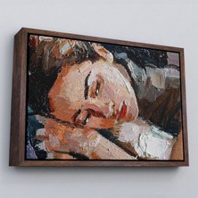 Çerçeveli Uyuyan Güzel Kadın Yağlıboya Görünümlü Duvar TABLOSU-3730