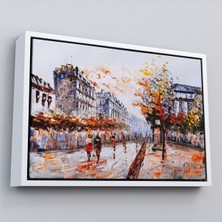 Çerçeveli Paris Sokakları Yağlıboya Görünüm Dekoratif Kanvas Duvar TABLOSU-3483