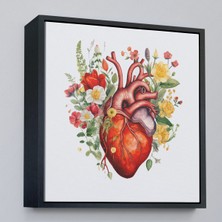 Çerçeveli Çiçeklerle Çevrili Kalp Tablosu - Doktor HEDIYESI-8326