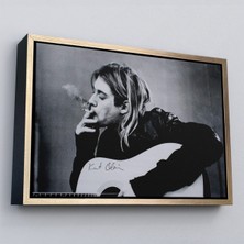 Çerçeveli Kurt Cobain Içen Ünlü Baskı Duvar Sanatı Kanvas Tablo, Nirvana BASKI-5405