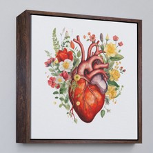 Çerçeveli Çiçeklerle Çevrili Kalp Tablosu - Doktor HEDIYESI-8326