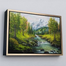 Çerçeveli Karlı Dağlar ve Ilk Bahar Manzarası Duvar TABLOSU-3527