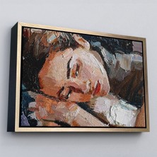 Çerçeveli Uyuyan Güzel Kadın Yağlıboya Görünümlü Duvar TABLOSU-3730