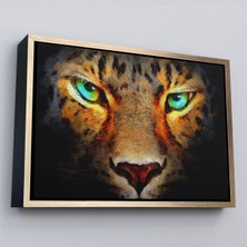 Çerçeveli Gerçekçi Çita Gözleri Yağlıboya Görünüm Kanvas Duvar TABLOSU-3689