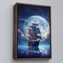 Çerçeveli Gece Denizdeki Yelkenli TABLOSU-7933