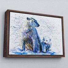 Çerçeveli Kutup Ayısı ve Yavrusu Dekoratif Kanvas TABLO-1139