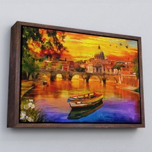 Çerçeveli Italya'daki Aziz Petrus Katedrali ve Tiber Nehri TABLOSU-3544