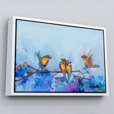 Çerçeveli Bahar ve Kuşlar Manzaralı Dekoratif Duvar TABLOSU-3529