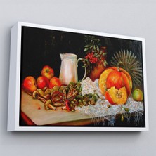 Çerçeveli Masa Üstündaki Meyveler Yağlı Boya Görünümlü TABLO-1214